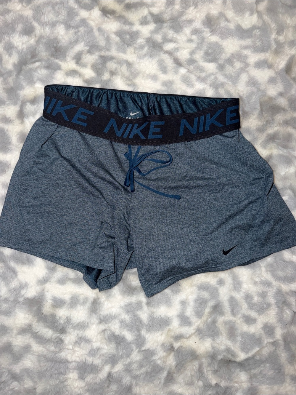 Nike Women’s Heather Navy Athletic Shorts with Branded Waistband